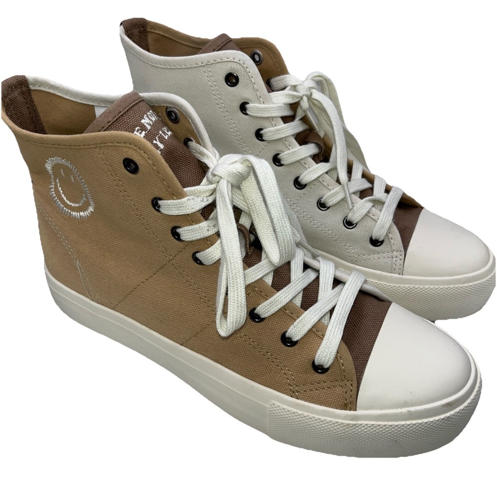 American Eagle Two Tone Smiley Company Sneakers Size‎ 9.5 Smile More Worry Less